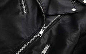 Chaqueta de Motocicleta de Cuero Genuino para Mujer PIHA SPORTS, Cuello Alto, Manga Regular, Cierre de Cremallera, Detalle de Epaulettes, Color Sólido, Invierno - Product Image 5