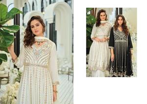 <span class=keywords><strong>Collezione</strong></span> di Lusso per l'Eid: Completo Palazzo in Chinon Pesante con Ricami Dettagliati, Salwar Suit Festivo Pronto <span class=keywords><strong>da</strong></span> Indossare per Donne - Product Image 6