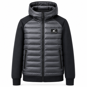 Chaqueta acolchada impermeable con capucha para hombre, 90% plumón, ropa exterior informal, mangas softshell - Product Image 1
