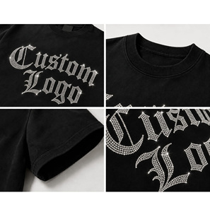 Camiseta Negra Extra Grande con Letras Góticas Personalizadas con Pedrería |   Camiseta Gráfica Sparkle Crystal Streetwear |   Moda para Hombre y Mujer - Product Image 5