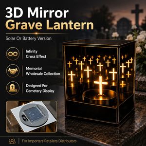 Solar-Grablaterne mit 3D-Infinity-Spiegel, Solar-LED-Kreuz, Friedhof-Gedenkbeleuchtung für den Außenbereich, Großhandel - Product Image 2