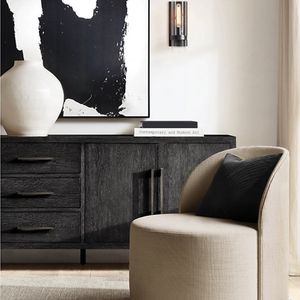 French Contemporary <b>Sideboard</b> Cabinet Solid Teak Wood Four Door Three Drawer Design Large <b>Storage</b> Luxury Dining Furniture - Product Image 5