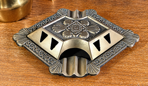 Antique Brass Ash Tray Ornate Decorative Cigarette <b>Ashtray</b> <b>Vintage</b> Metal Tabletop Ash Holder - Product Image 3