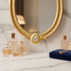 Collar con Colgante de Lágrima de Circonita Cúbica Chapado en Oro de 14K, Conjuntos de Joyería Fina con Acabado Mate, Regalo para Mujer para Fiestas y Aniversarios - Product Image 3