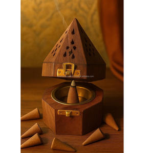 Quemador de Incienso de Madera con Diseño Tallado |   Artículos de Decoración para el Hogar y para la Puja - Product Image 5