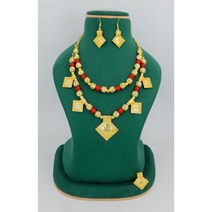 Women's 18K Gold-Plated Bridal Jewelry Set <b>Arab</b> Style Necklace Earrings <b>Rings</b> gold jewelry necklace 24k dubai artificial jewelry - Product Image 5