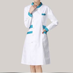Robe d'uniforme infirmière professionnelle en coton tissé pour femmes, tenue médicale et de soins de santé, uniforme d'infirmière en tissu de coton - Product Image 4