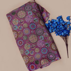 Lavender Lilac Floral Vine Natural Crepe Sequin Embroidered Fabric AMBICA PRINT Brand Gujarat Origin Medium Weight for Luxury - Product Image 2