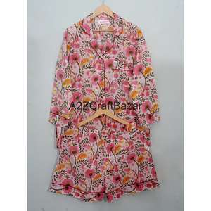 ชุดนอนคังกูร่าผ้าฝ้ายแท้ 100% งานแฮนด์เมดอินเดีย ลายพิมพ์ดิจิทัลลายดอกไม้ นุ่ม โรแมนติก หรูหรา สไตล์วินเทจ กำลังเป็นที่นิยมมากที่สุด - Product Image 5