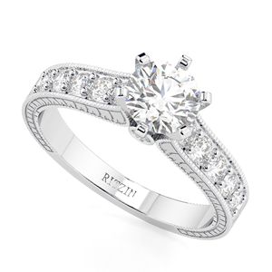 Anillo de Compromiso con Diamante Cultivado en Laboratorio de Corte Redondo, Solitario Oculto con Detalles, en Oro Rosa para Mujer - Product Image 2