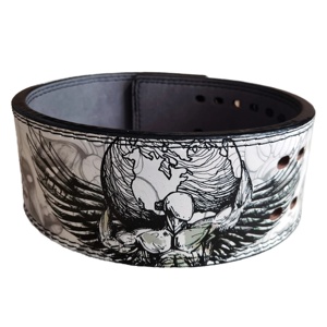 Adjustable Leather <b>Weight</b> <b>Lifting</b> <b>Belt</b> With Globe And Wings Print Breathable Waist Support For Strength Training Unisex - Product Image 1