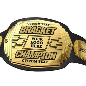 High Quality <b>Bracket</b> Champion Belt <b>Black</b> Leather Sports Title Belt with Gold Plate & Logo Space for Personalized Awards - Product Image 5