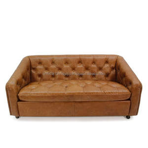 Conjunto de sofá Chesterfield de cuero marrón moderno, diseño de transición de gran oferta para sala de estar con masaje de bambú y uso en la cocina - Product Image 1