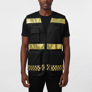 Chaleco de Seguridad Reflectante Negro Sólido Ajustable con Múltiples Bolsillos, Luz LED Impermeable, Certificado ANSI Clase 1 EN ISO 20471, con Logotipo Personalizado - Product Image 2