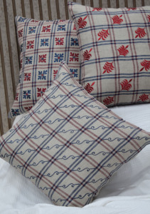 Blue Embroidered 100% Linen Cushion <b>Cover</b> Plaid Decorative Throw Pillow Case Elegant Home <b>Sofa</b> Decor Wholesale Manufacturer - Product Image 6