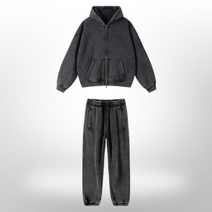 Custom Women Acid Wash <b>Zip</b>-<b>Up</b> Hoodie and Jogger Tracksuit Set Casual Loose Fit Custom Streetwear Hooded <b>Zip</b> <b>Up</b> Tracksuits - Product Image 1