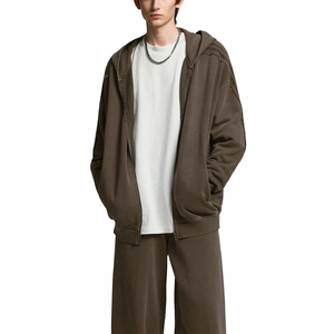 Sweat à capuche en molleton de coton personnalisé avec fermeture éclair, broderie unie du logo, couleurs et tailles sur mesure, service OEM, usine de vêtements professionnelle - Product Image 6