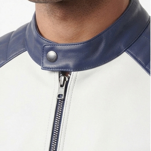 <b>Men's</b> <b>Leather</b> Zip Up Biker <b>Jacket</b> Custom Design PU Cowhide Motorcycle <b>Jacket</b> <b>Men</b> Stand Collar <b>Leather</b> Biker <b>Jackets</b> - Product Image 4