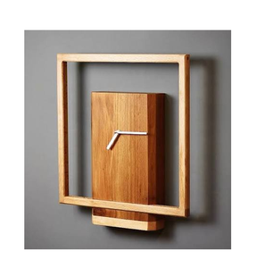 Reloj de Pared Cuadrado de Madera, Estilo Moderno de Mediados de Siglo, Analógico de Cuarzo, con Manecillas Doradas - Product Image 4