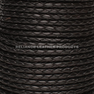3mm 4mm 5mm Black Shine Round Bolo Braided Leather Cord Premium Genuine Leather <b>Rope</b> Wholesale Bulk Export Supplier India - Product Image 3