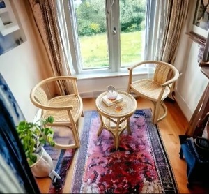 Ensemble de chaises de jardin en bambou écologiques, mobilier d'extérieur au design moderne, sièges durables pour cour, sans rembourrage, pieds coniques, pour sols durs - Product Image 5
