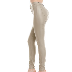 Pantalon en cuir pour femme, coupe slim, chaud pour l'hiver, fermeture à boutons, design unique, pour adultes - Product Image 3