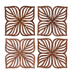 Tropical Leaf Laser Cut Solid Wood Coaster Handcrafted Heat Resistant Drink Mat Modern <b>Table</b> <b>Protector</b> Coffee Tea Cup Holder - Product Image 3