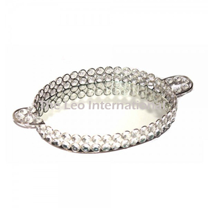 Bandeja de Servir con Espejo y Cuentas de Cristal, Diseño Creativo, Calidad Premium, Hecha a Mano, Forma Ovalada, Venta al Por Mayor, Nueva y Lujosa - Product Image 2