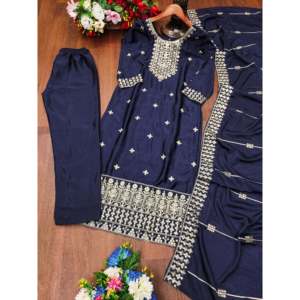 Conjunto de traje de diseñador para mujer con codificación de secuencia de trabajo bordada - Product Image 1