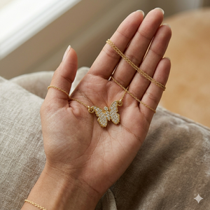 Trendy Women's fashion Jewelry Custom Insect Style Butterfly 10K <b>Solid</b> <b>Gold</b> Sparkling Natural Diamond Necklace Fine <b>pendant</b> Gift - Product Image 3