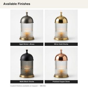Farol de cristal de latón niquelado envejecido hecho a mano de 34 cm con remate ventilado, elegante farol tipo cloche Nocturne para decoración del hogar y hoteles - Product Image 5