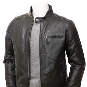 Top Trending Winter Products 2023 Men Leather Biker Jacket Breathable High Quality Customized Logo Designs Winter Leather jacket