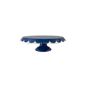 Metal Cake Stand With Blue Powder Coating Finishing Round Shape Floral Design High Quality For Serving Wholesale Price
