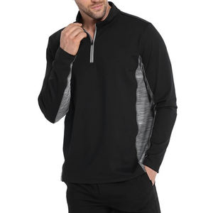 Chaqueta de invierno para hombre, estilo urbano, suave y elástica, de manga larga, con cremallera 1/4, capa intermedia, cortavientos, impermeable, transpirable, delgada, con cuello alto. - Product Image 2
