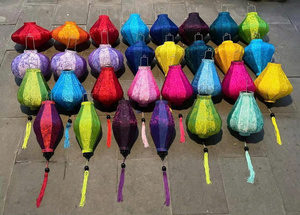 Wholesale Umbrella Shape Silk Lanterns Vietnam Bamboo <b>Frame</b> Silk Lanterns Decorative Silk Lanterns For Garden - Product Image 3