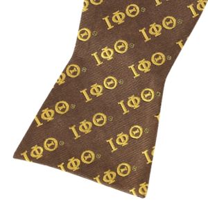 Corbata de Moño Iota Phi Theta Marrón Dorado, Accesorio Clásico y Elegante de Primera Calidad para Fraternidad Griega - Product Image 5