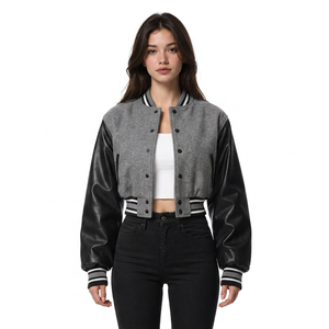 Blouson universitaire pour femme en gros avec broderie et rivets, logo personnalisé, doublure en viscose, tailles S/M/L/XL, faible MOQ, fournisseur - Product Image 5