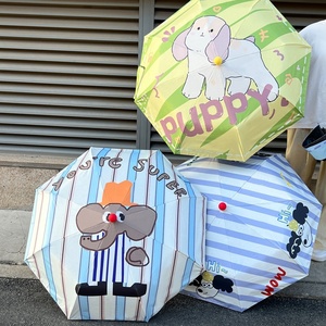 Sombrilla Plegable de Goma Negra con Diseño de Dibujos Animados de Alta Calidad, Protección UV, Manual, para Mujer - Product Image 2