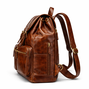 Premium Full-Grain Genuine Leather <b>Backpack</b> for Men with Large Capacity Laptop Compartment for Travel, Office and Business Use - Product Image 5