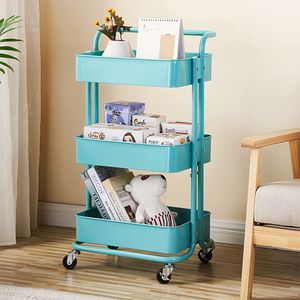Carrello portaoggetti a 3 livelli XH per cucina e casa, con maniglia, moderno, in metallo e plastica, con ruote - Funzionalità base per la pulizia di camera da letto, cucina, hotel - Product Image 3