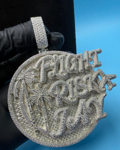 Colgante de Plata de Ley con Moissanita Redonda Brillante, Estilo Hip Hop de Lujo, Joyería para Raperos, Chapado en Oro de 18K, Personalizado - Product Image 1