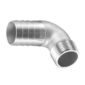 Raccord industriel en acier inoxydable 304, coudé hexagonal métrique 90°, à raccordement cannelé et filetage NPT mâle 1/2'', résistant à la corrosion - Product Image 2