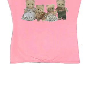 เสื้อถักผ้าฝ้ายสีชมพูสำหรับผู้หญิง ลายหมีครอบครัว สไตล์หวาน คอเหลี่ยม แบรนด์ LAMA INDUSTRIES เสื้อผ้าลำลอง ระบายอากาศได้ดี สไตล์วินเทจ - Product Image 5