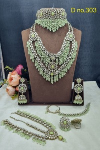 Heavy <b>Bridal</b> Kundan Necklace <b>Set</b> Double Layered Necklace Earrings Damini Nose Ring <b>Set</b> Indian Wedding Fine <b>Jewelry</b> Manufacturers - Product Image 1