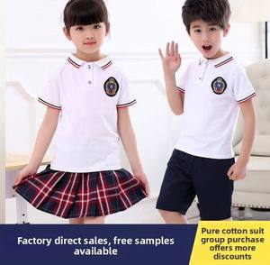 Conjunto de Uniforme Escolar de Verano para Niños 2026, Falda a Cuadros de Manga Corta de Algodón Unisex, Dos Piezas - Product Image 5