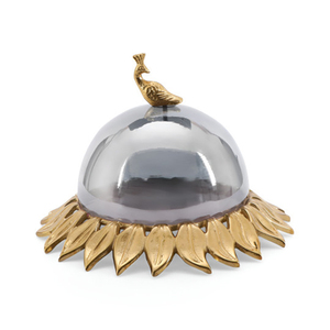 Plato de Servir de Metal con Forma de Cúpula Plateada con Borde de Hoja Dorada, Bandeja Decorativa para Cubrir Alimentos, Vajilla para el Hogar, Hotel, Bodas - Product Image 6