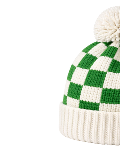Gorro de Punto Personalizado a Cuadros Verde y Blanco, Gorro de Invierno Cálido con Pompón, Gorro de Punto Grueso Unisex, Gorro con Logo Personalizado, Proveedor OEM - Product Image 3
