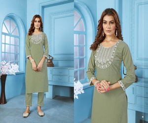 Ensemble Salwar Kameez ample en coton vintage moderne pour femme, longueur ras du sol, pour fêtes et tenues décontractées toutes saisons, imprimé numérique 85233 - Product Image 2