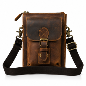 Bolso bandolera hecho a mano para hombre, bolso de hombro tipo mensajero, estilo vintage, para viajes, oficina, uso diario, con cremallera, impermeable - Product Image 1