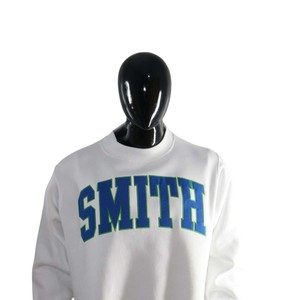 SMITH Letter Print Mock Neck Crewneck Sweatshirt Men's White Oversized Casual Autumn Wear - Product Image 5